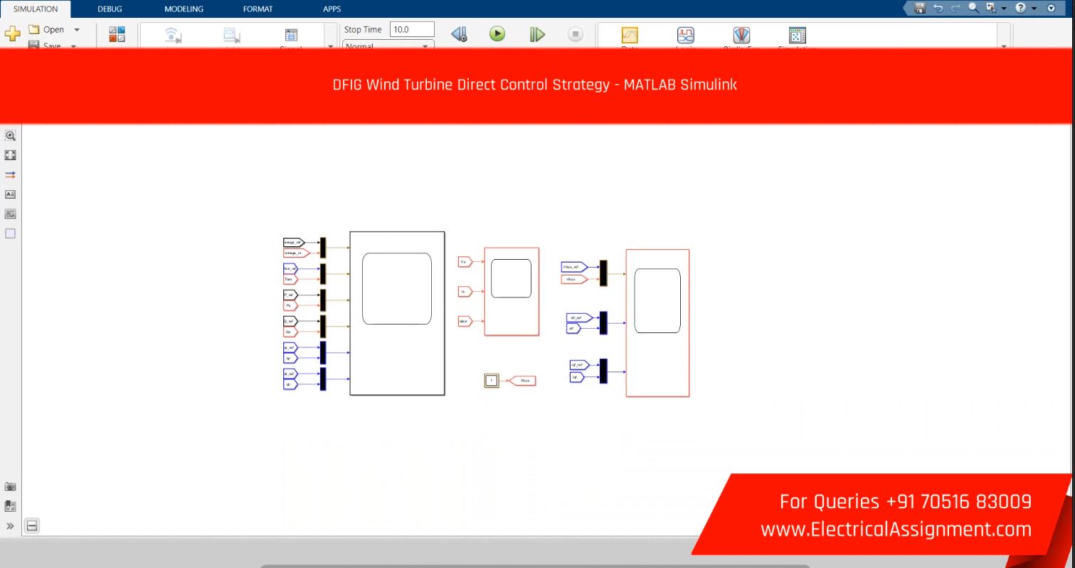 DFIG Wind Turbine Direct Control Strategy - MATLAB Simulink screenshot 1